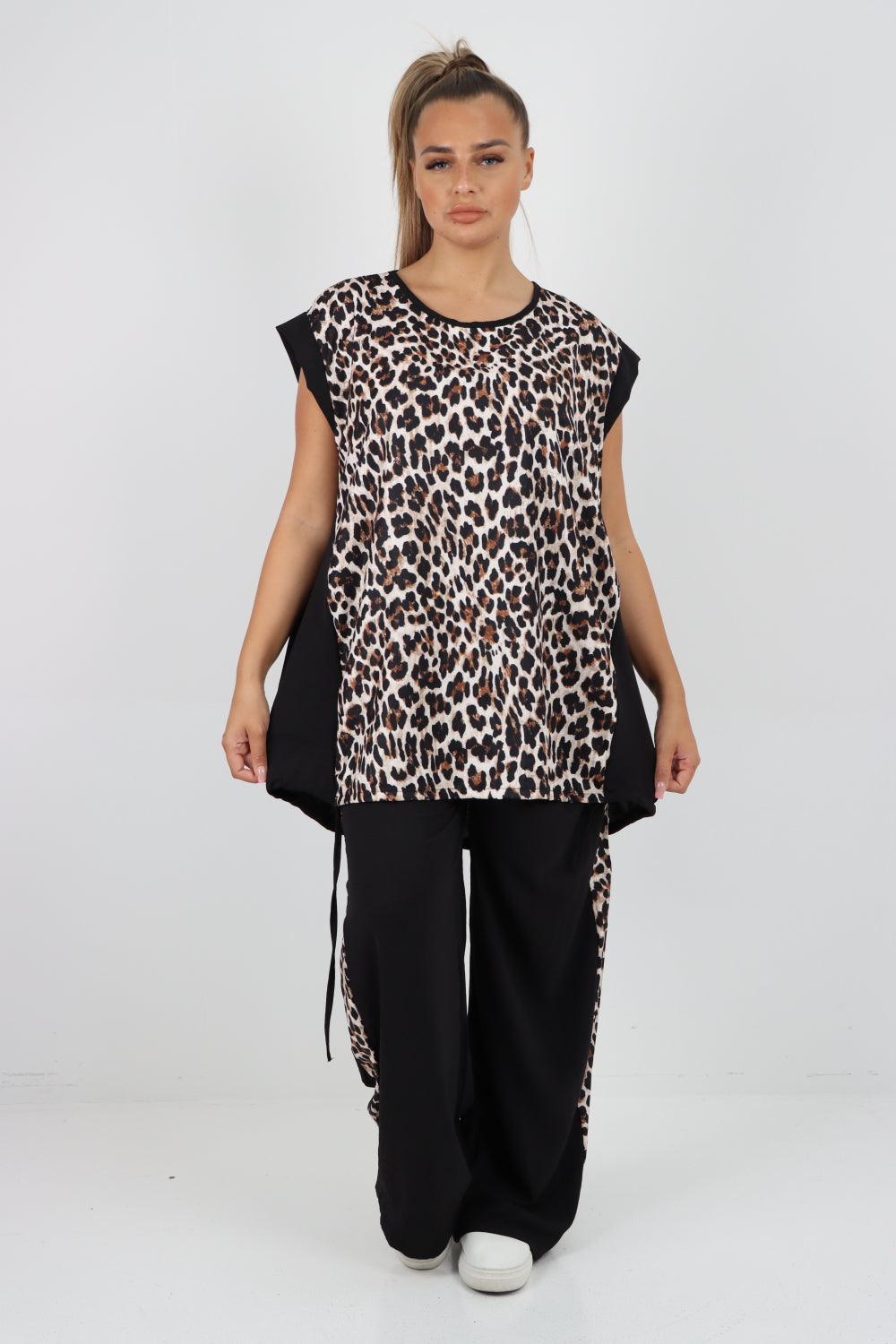 Leopard Print Top and Trouser Co Ord Set - Lashra Fashion