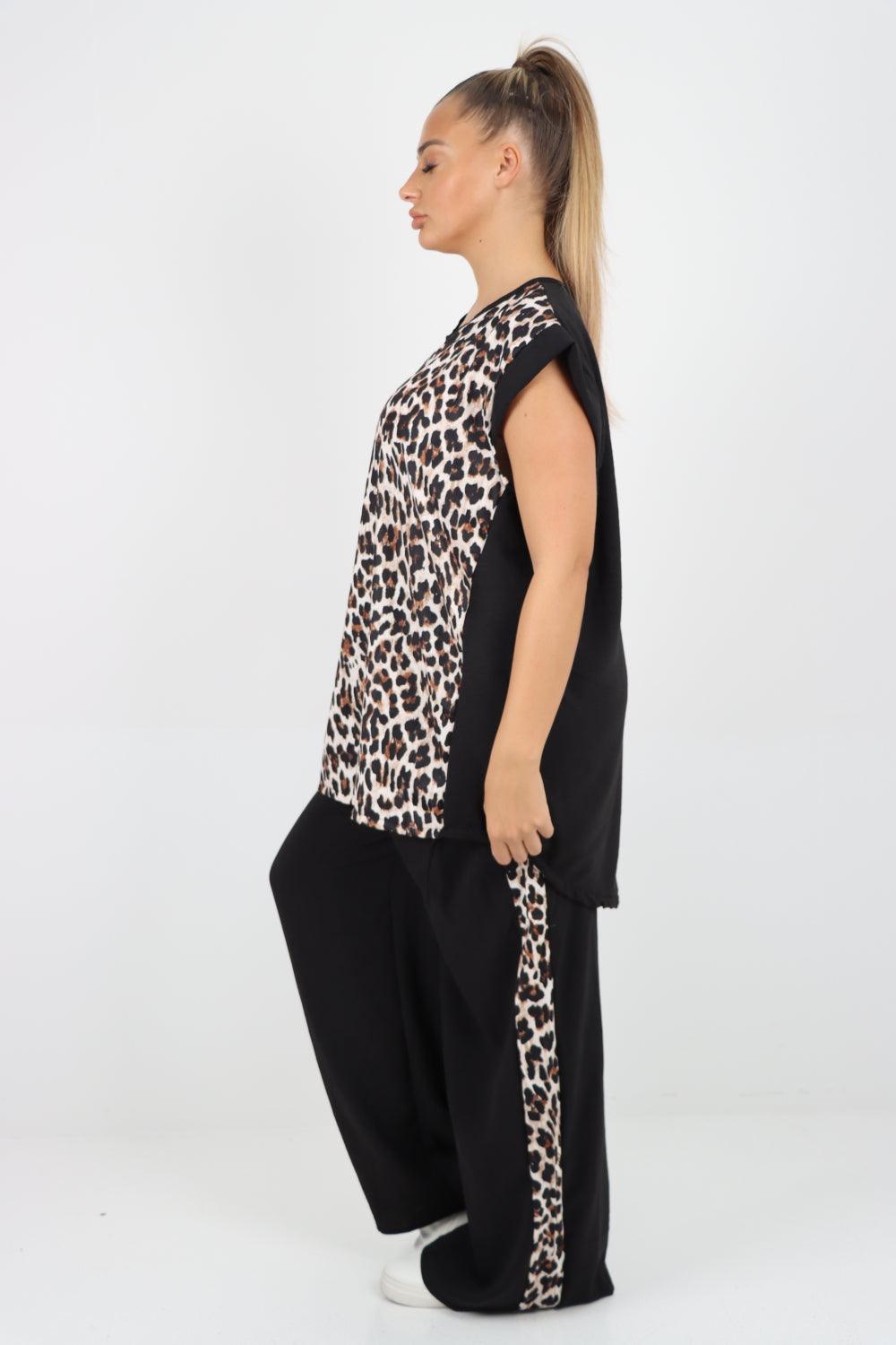 Leopard Print Top and Trouser Co Ord Set - Lashra Fashion