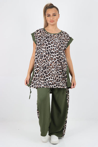 Leopard Print Top and Trouser Co Ord Set - Lashra Fashion