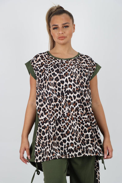 Leopard Print Top and Trouser Co Ord Set - Lashra Fashion