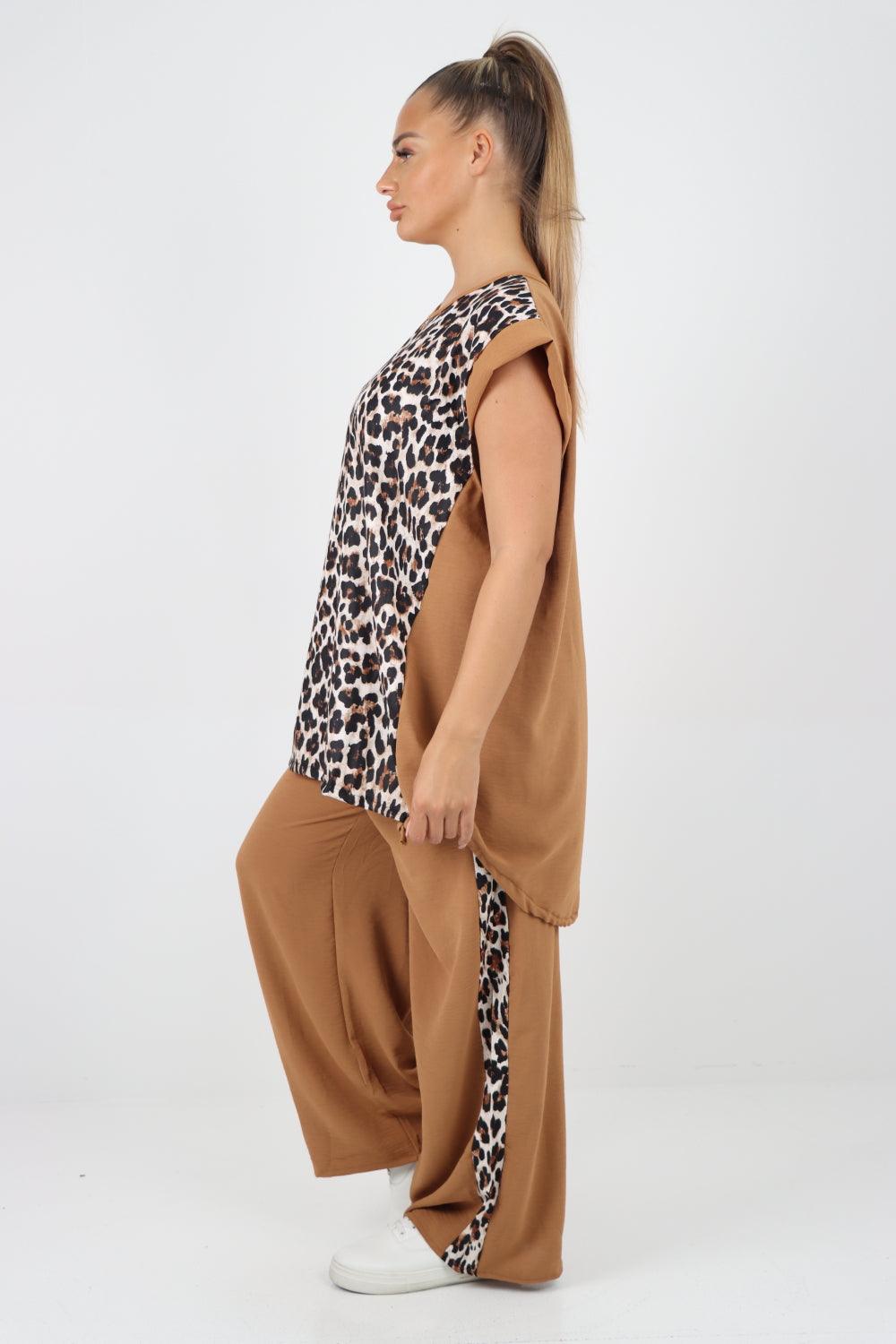 Leopard Print Top and Trouser Co Ord Set - Lashra Fashion