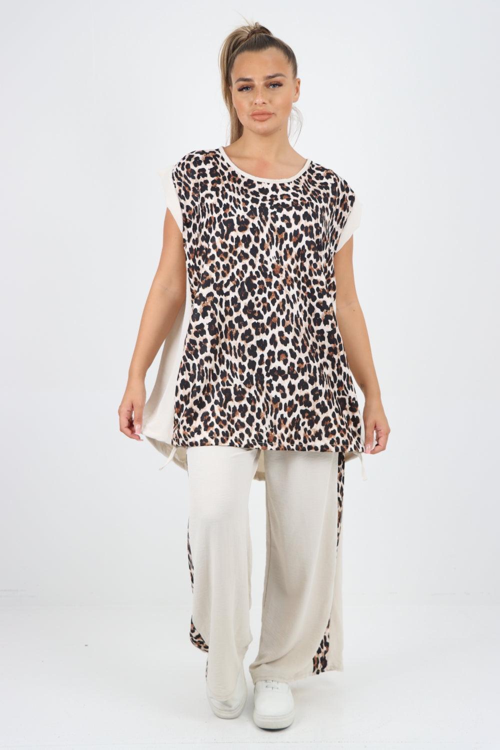 Leopard Print Top and Trouser Co Ord Set - Lashra Fashion