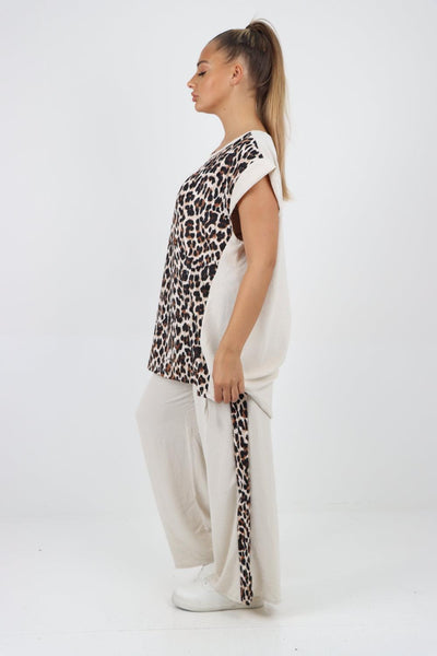 Leopard Print Top and Trouser Co Ord Set - Lashra Fashion