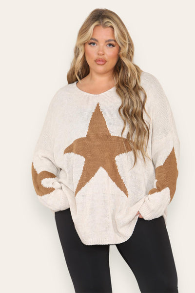 Oversized Star Print Knitted Jumper Top