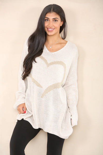 Glitter Heart Print Jumper Top