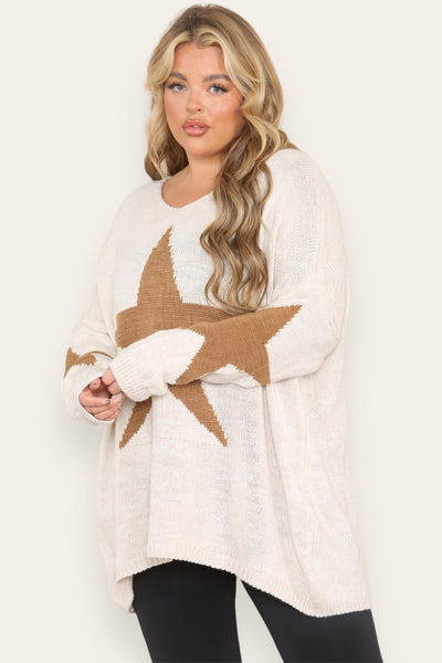 Oversized Star Print Knitted Jumper Top