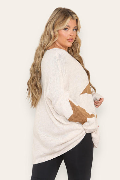 Oversized Star Print Knitted Jumper Top