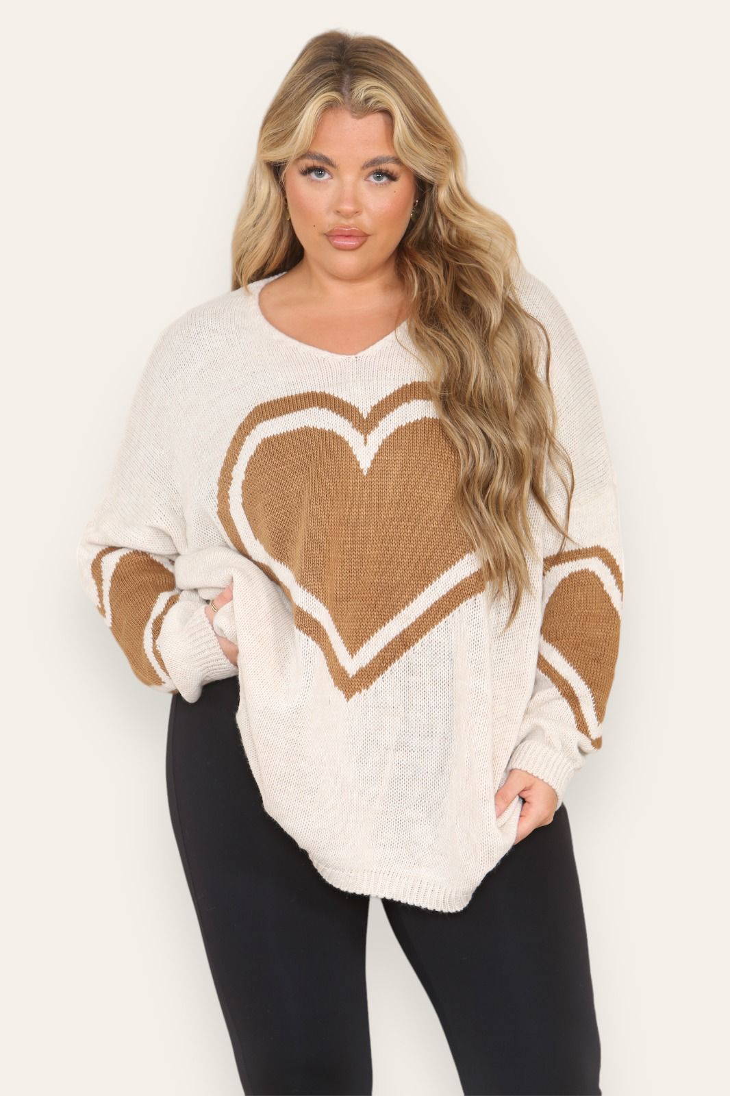 Oversized Heart Print Knitted Jumper Top