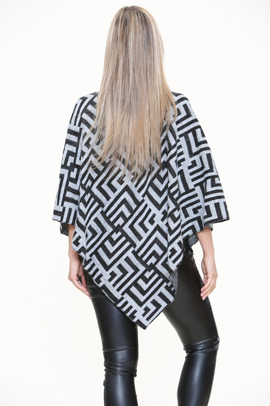 Cowl Neck Printed Poncho