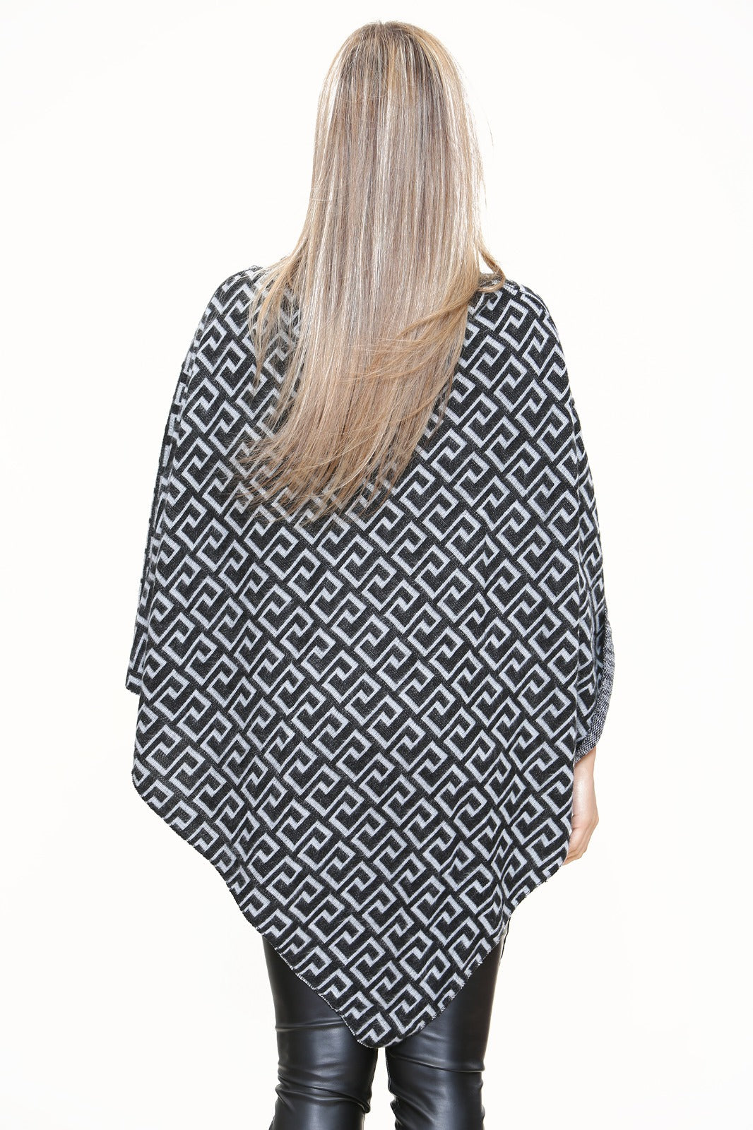 Cowl Neck Printed Poncho