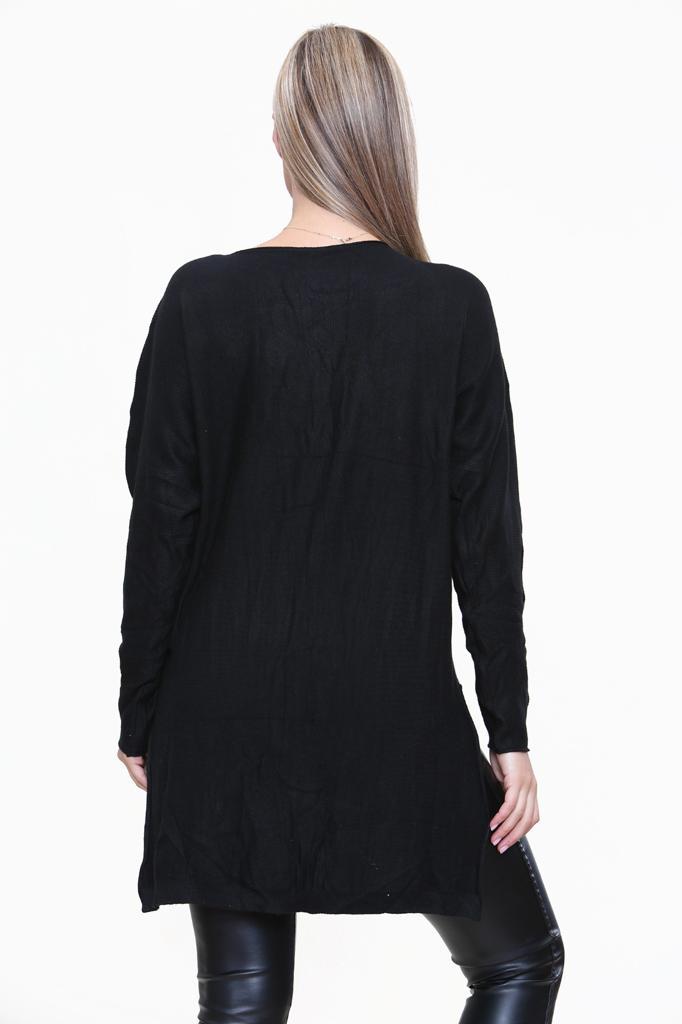 Round Neck Side Slit Jumper Top