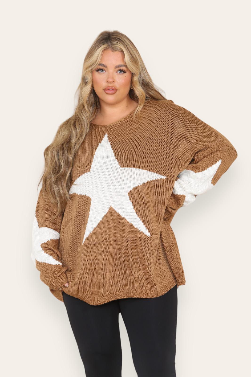 Oversized Star Print Knitted Jumper Top