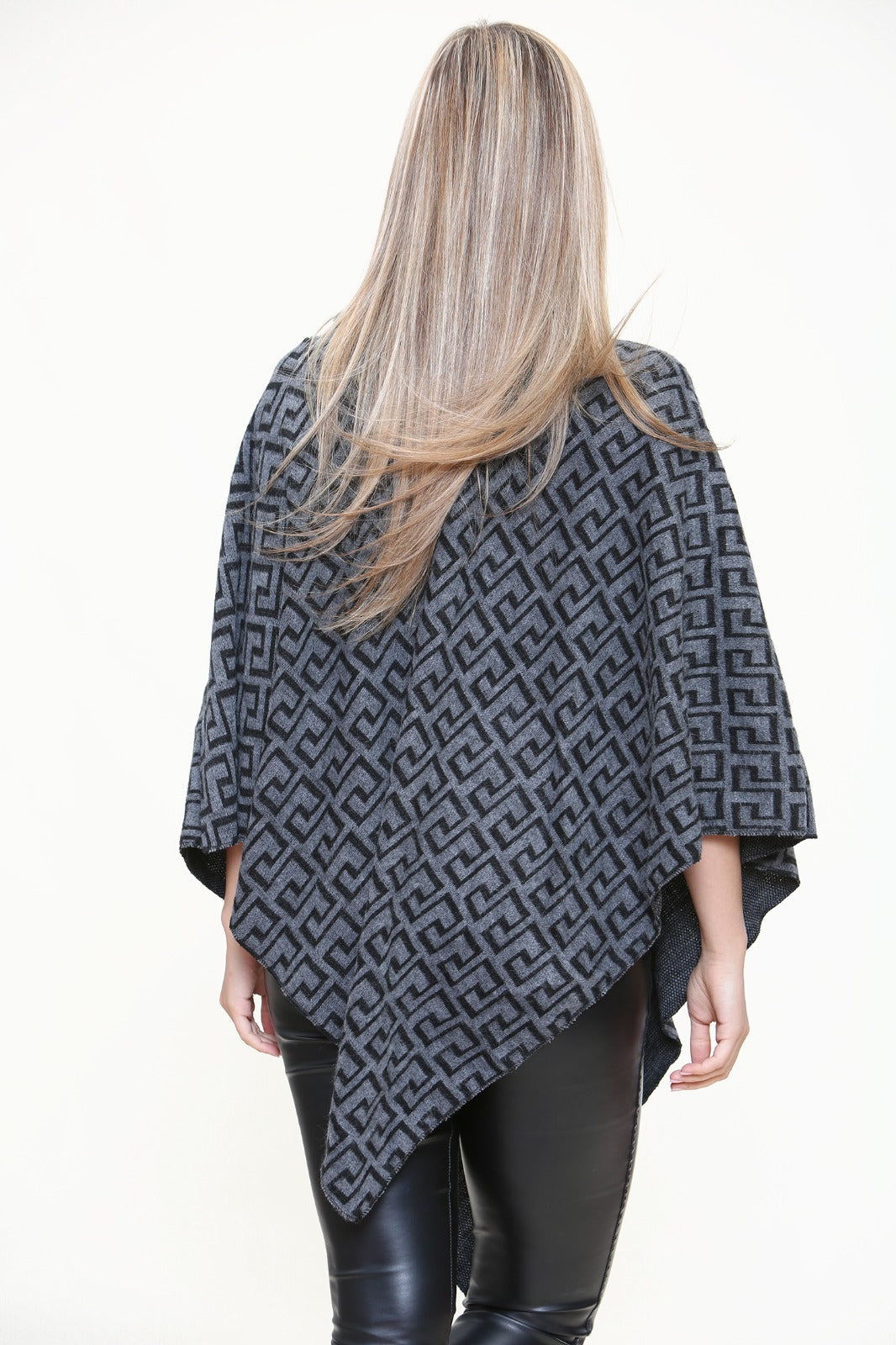 Cowl Neck Printed Poncho