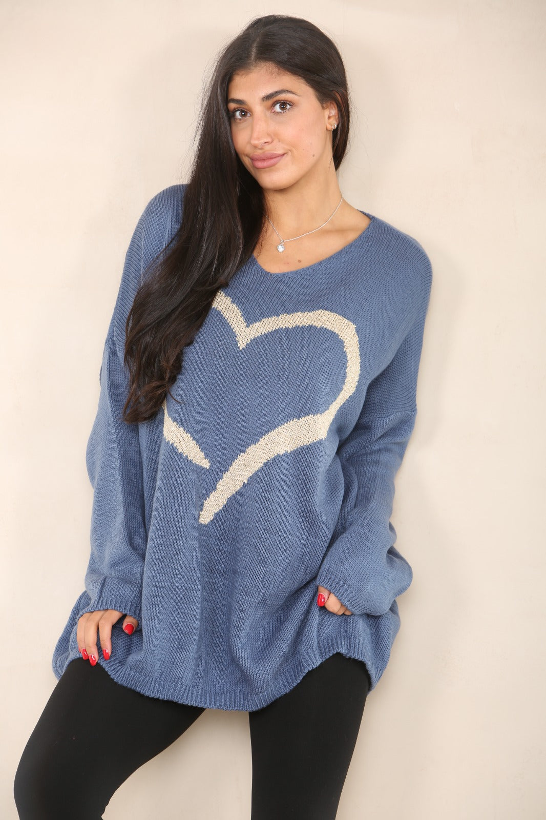 Glitter Heart Print Jumper Top