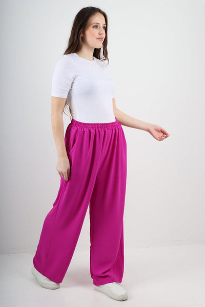 Plain Elasticated Waist Cotton Trousers - Lashra Fashion