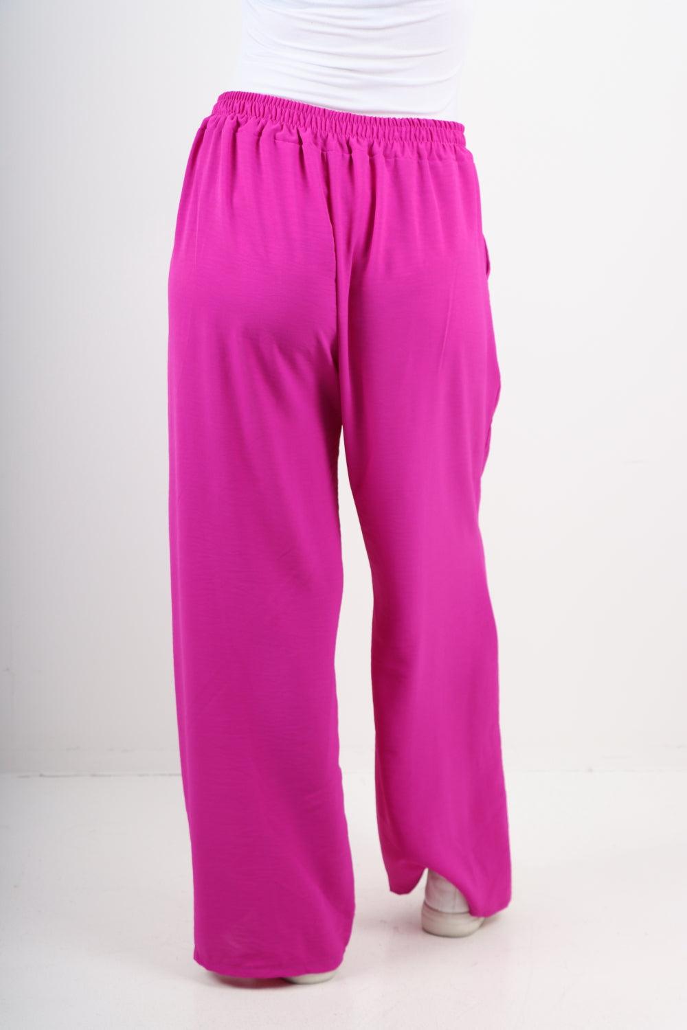 Plain Elasticated Waist Cotton Trousers - Lashra Fashion