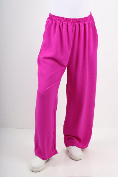 Plain Elasticated Waist Cotton Trousers - Lashra Fashion