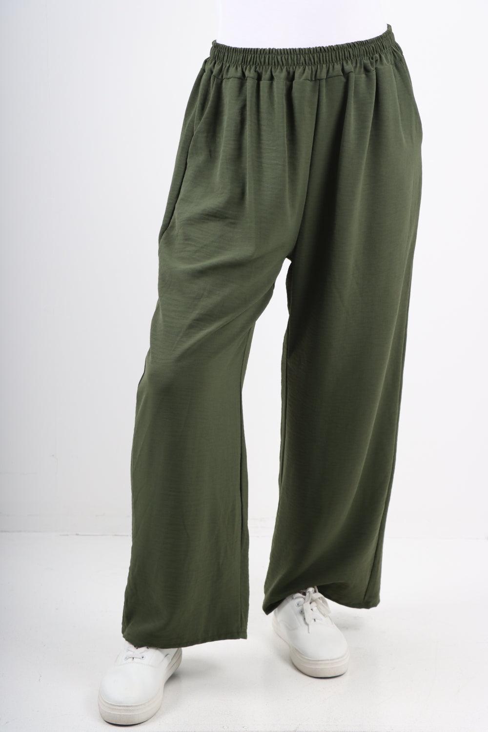 Plain Elasticated Waist Cotton Trousers - Lashra Fashion