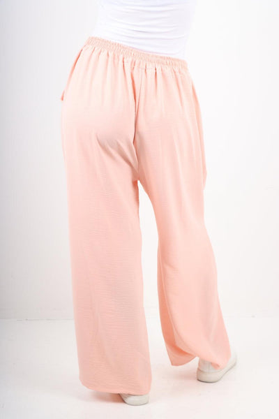 Plain Elasticated Waist Cotton Trousers - Lashra Fashion