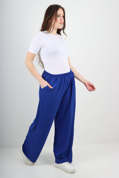 Plain Elasticated Waist Cotton Trousers - Lashra Fashion