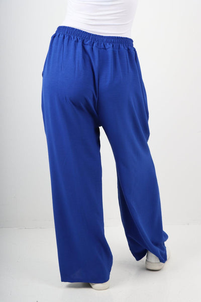 Plain Elasticated Waist Cotton Trousers - Lashra Fashion