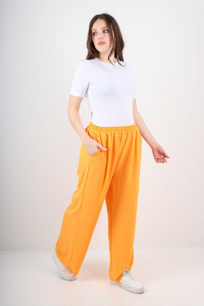 Plain Elasticated Waist Cotton Trousers - Lashra Fashion