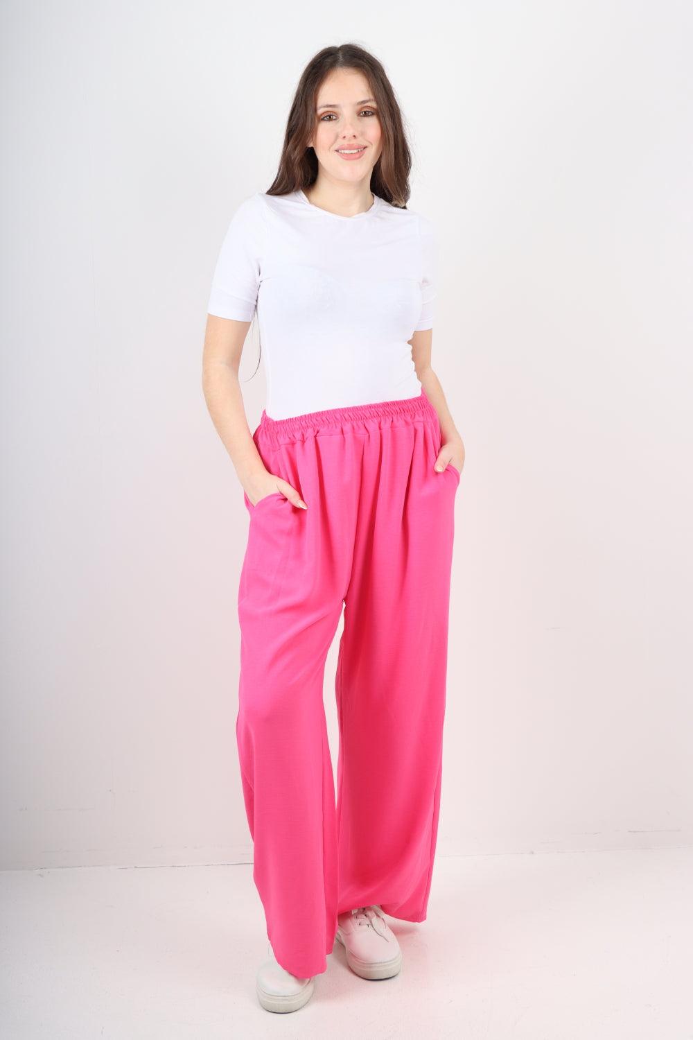 Plain Elasticated Waist Cotton Trousers - Lashra Fashion