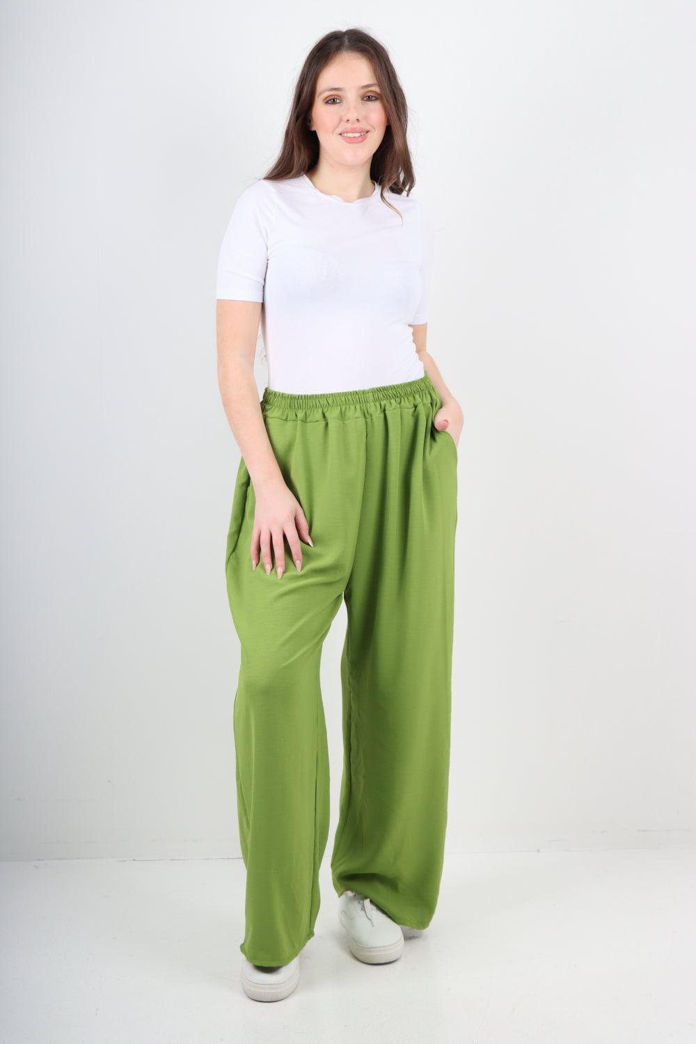 Plain Elasticated Waist Cotton Trousers - Lashra Fashion