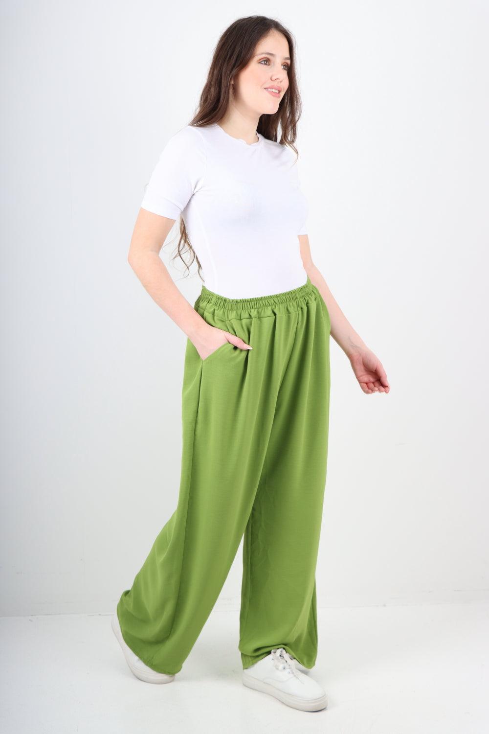 Plain Elasticated Waist Cotton Trousers - Lashra Fashion