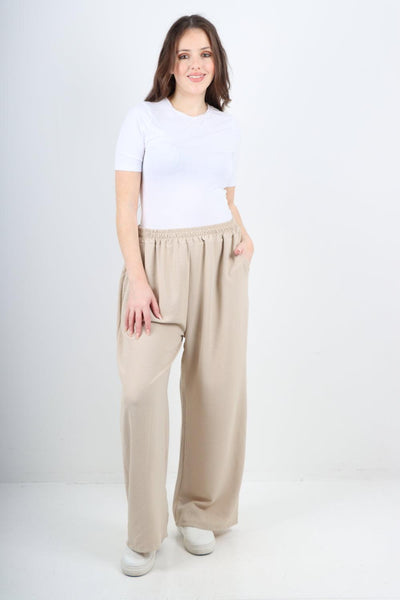 Plain Elasticated Waist Cotton Trousers - Lashra Fashion