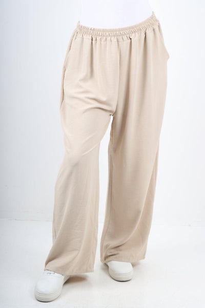 Plain Elasticated Waist Cotton Trousers - Lashra Fashion