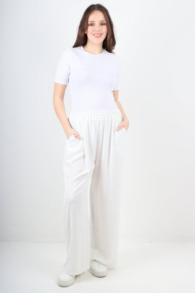 Plain Elasticated Waist Cotton Trousers - Lashra Fashion