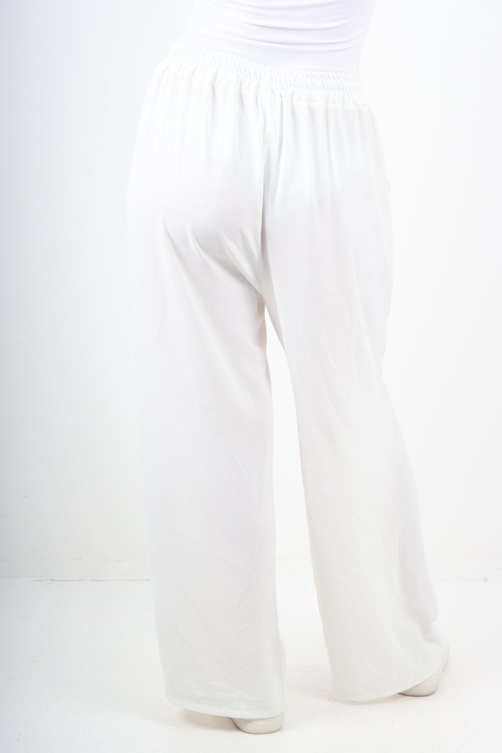 Plain Elasticated Waist Cotton Trousers - Lashra Fashion