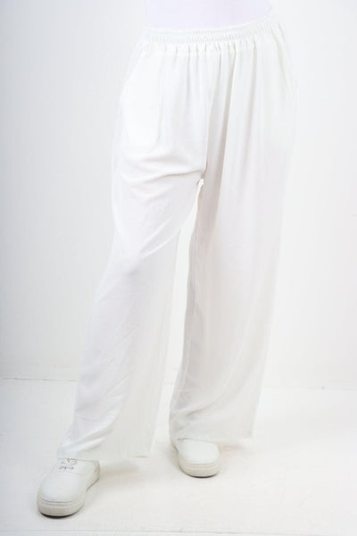 Plain Elasticated Waist Cotton Trousers - Lashra Fashion