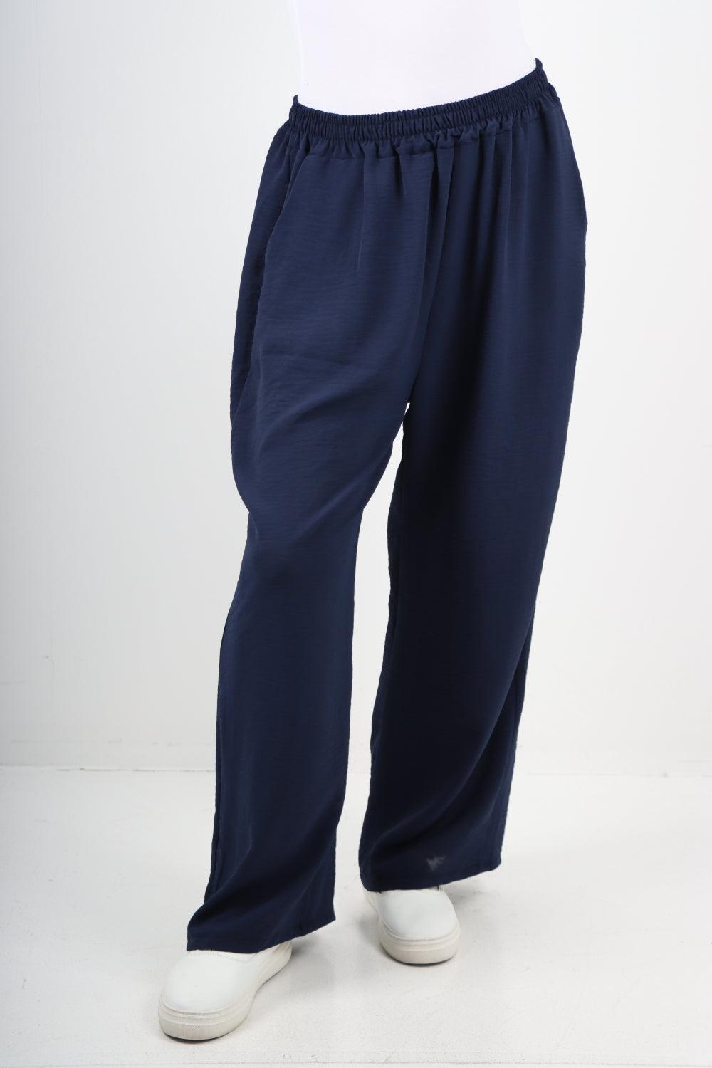 Plain Elasticated Waist Cotton Trousers - Lashra Fashion