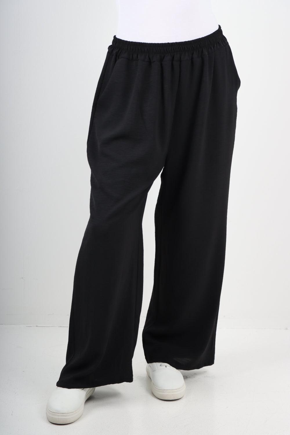 Plain Elasticated Waist Cotton Trousers - Lashra Fashion