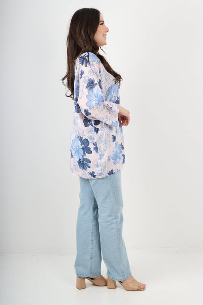 Multi Floral Print Cotton Tunic Top - Lashra Fashion