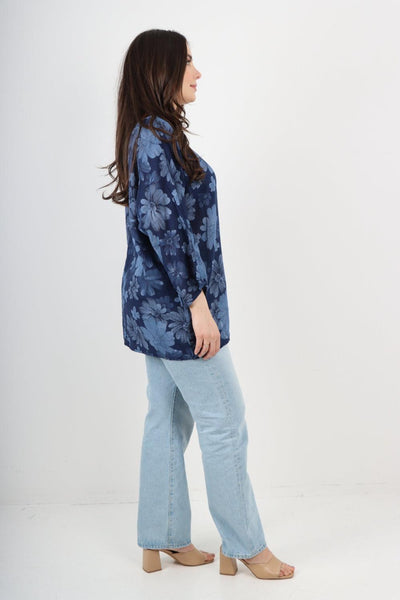 Multi Floral Print Cotton Tunic Top - Lashra Fashion