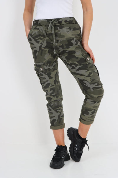 Camouflage Cargo Magic Trouser - Lashra Fashion