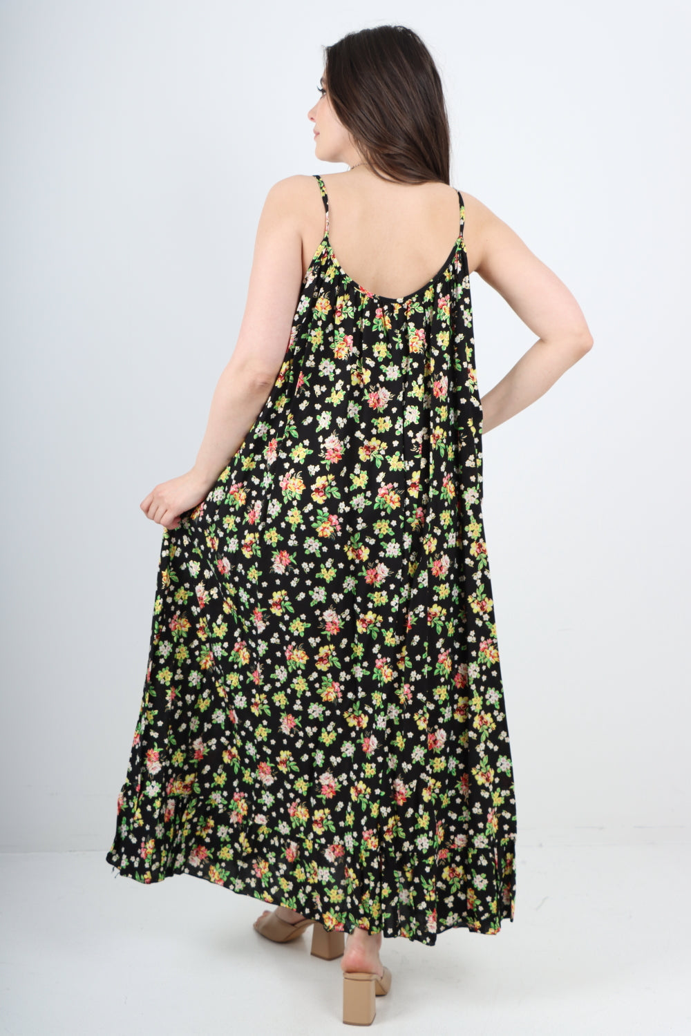 Floral Print  Frill Bottom Sleeveless Vest Sun Dress