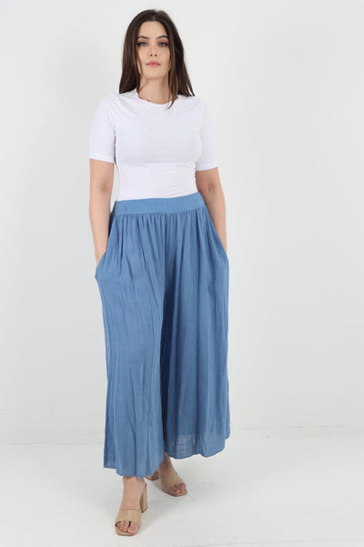 Plain Cotton Palazzo Trouser - Lashra Fashion