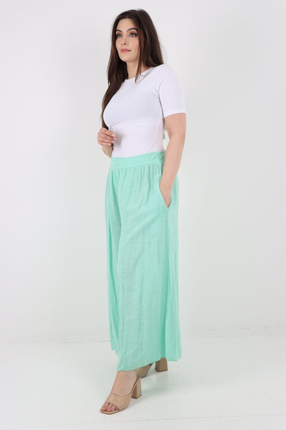 Plain Cotton Palazzo Trouser - Lashra Fashion