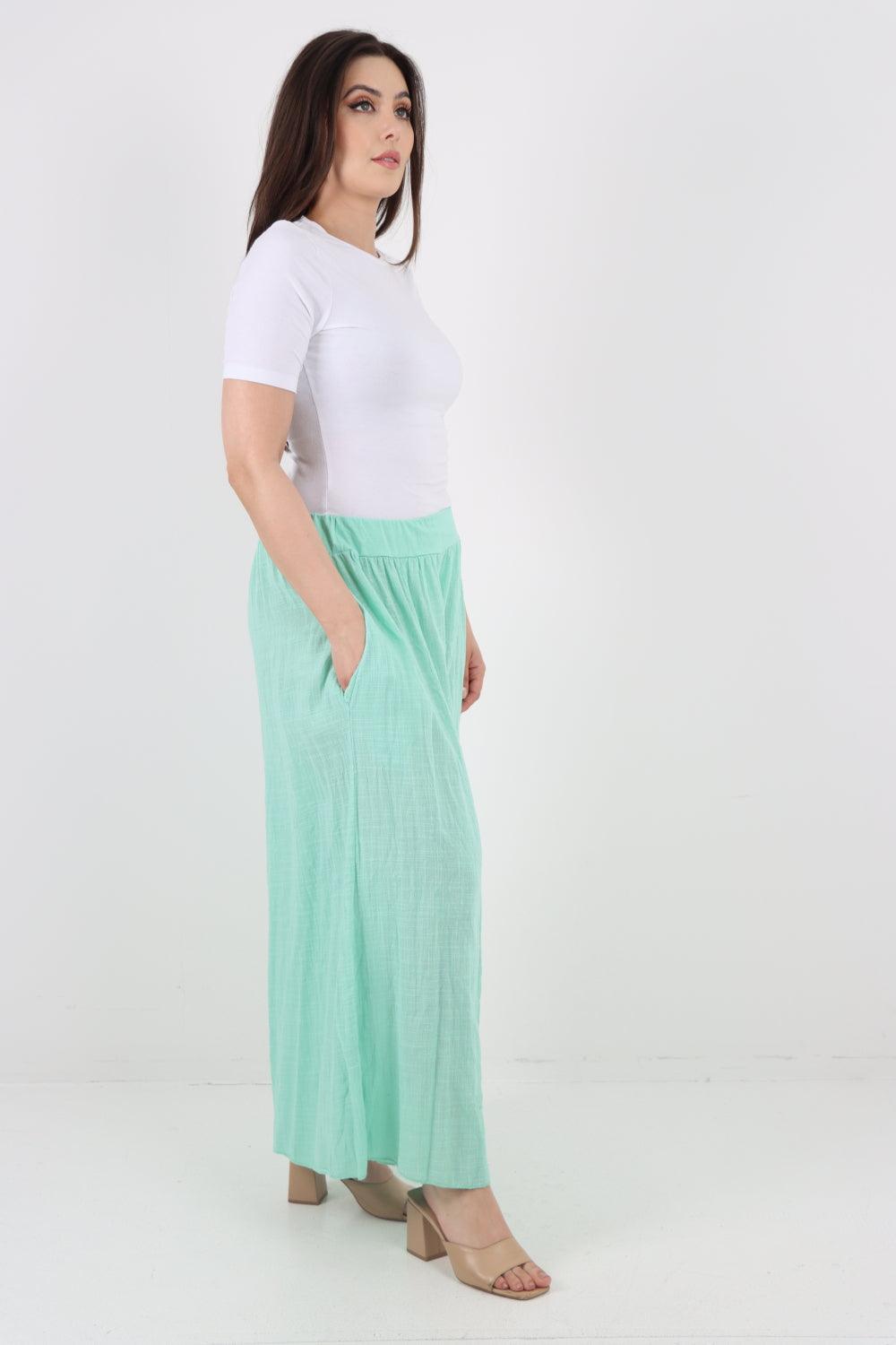 Plain Cotton Palazzo Trouser - Lashra Fashion