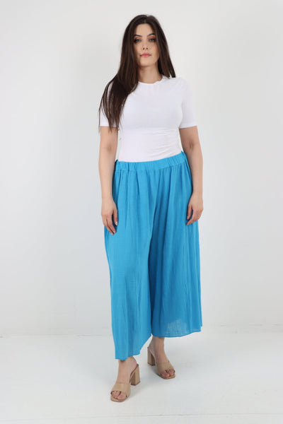 Plain Cotton Palazzo Trouser - Lashra Fashion