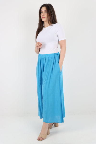 Plain Cotton Palazzo Trouser - Lashra Fashion