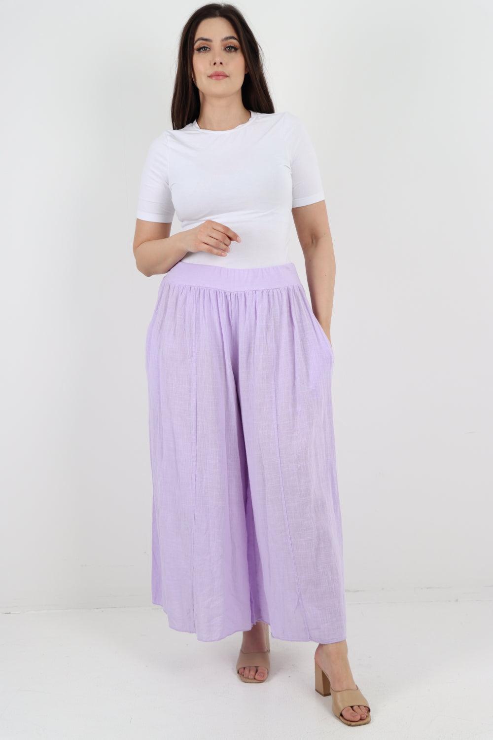 Plain Cotton Palazzo Trouser - Lashra Fashion