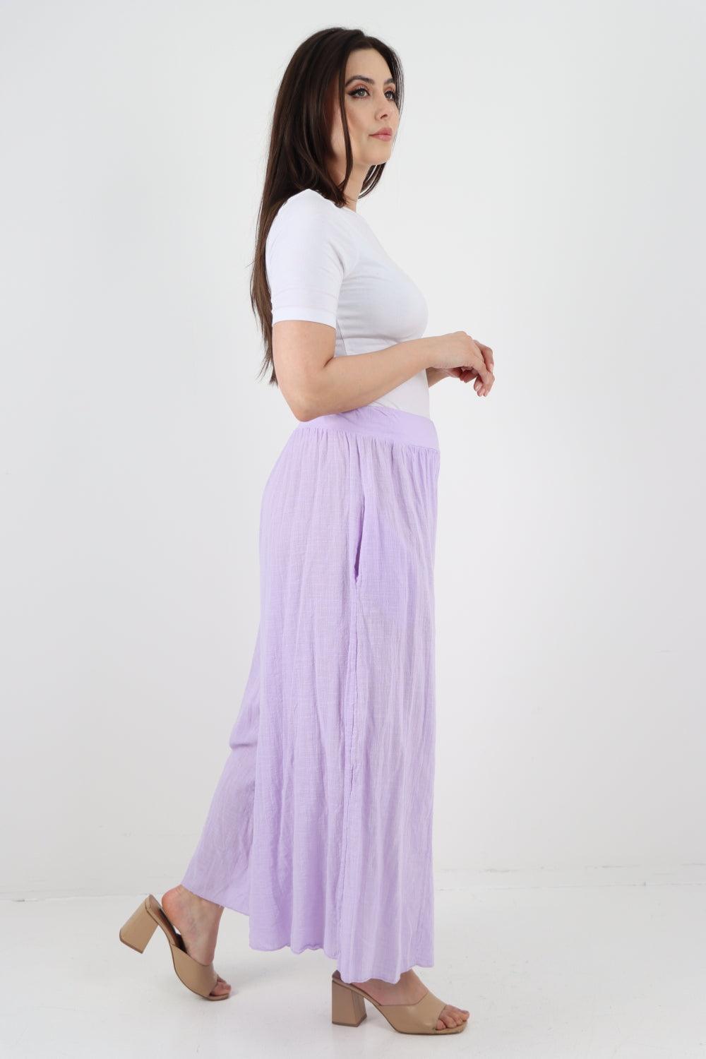 Plain Cotton Palazzo Trouser - Lashra Fashion