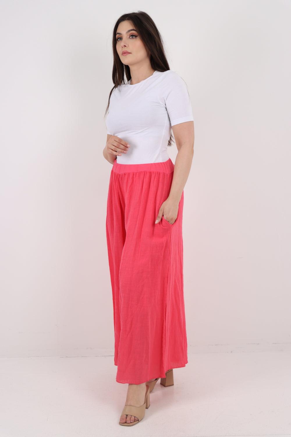 Plain Cotton Palazzo Trouser - Lashra Fashion