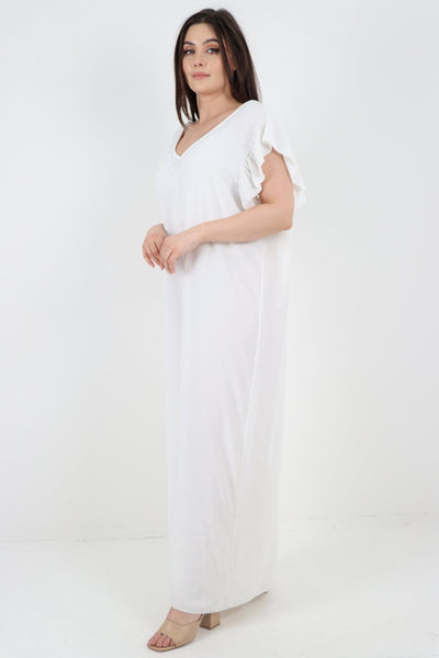 Ruffled Sleeve Back Tie Open Jumpsuit - Lashra Fashion