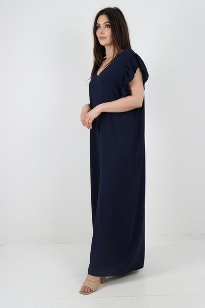 Ruffled Sleeve Back Tie Open Jumpsuit - Lashra Fashion